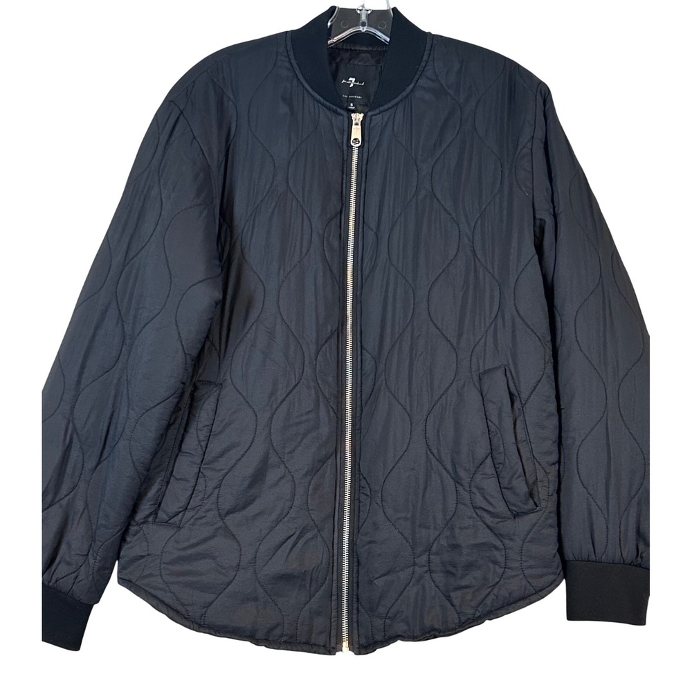 7 For All Mankind Mens Black Quilted Bomber Jacket Full Zip‎ Small Onion Quilt